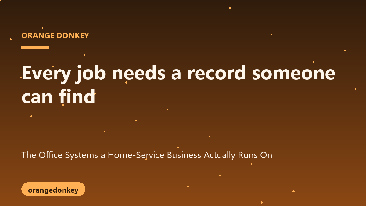 Diagram of a shared job record with quote, photos, and invoice