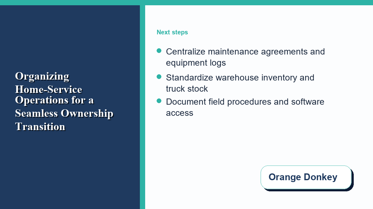 Documented field procedures and secure software access for a trade operation